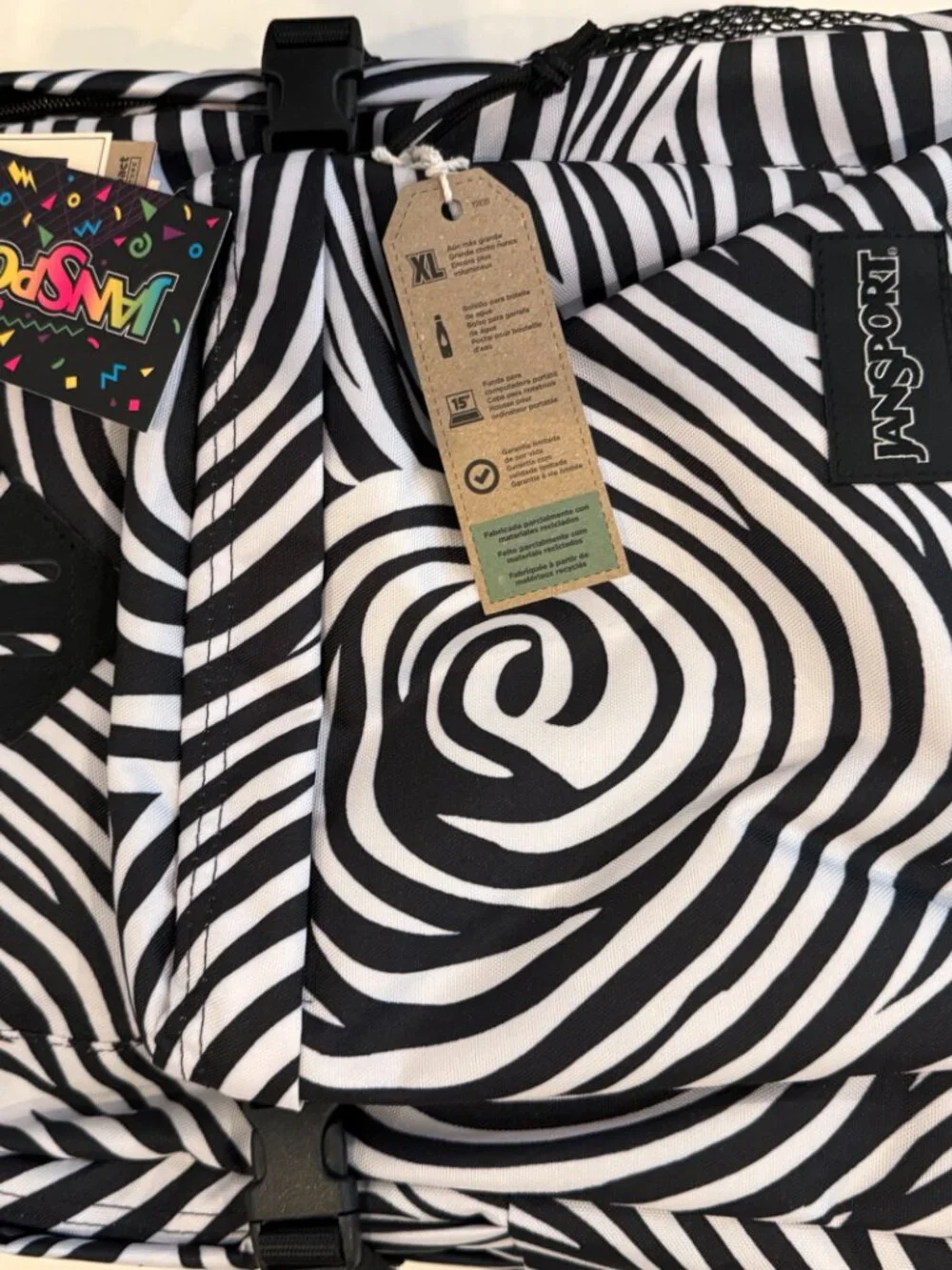 Main Campus Jansport BackPack-Surreal Swirls, black & white, large